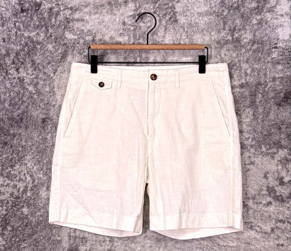 Billy Reid Shorts 31 Mens Slub Cotton Lightweight Standard Fit 7"